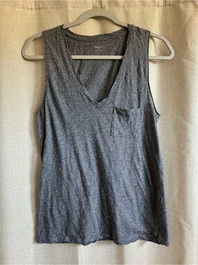 Madewell Gray V-Neck Pocket Tank | Size S